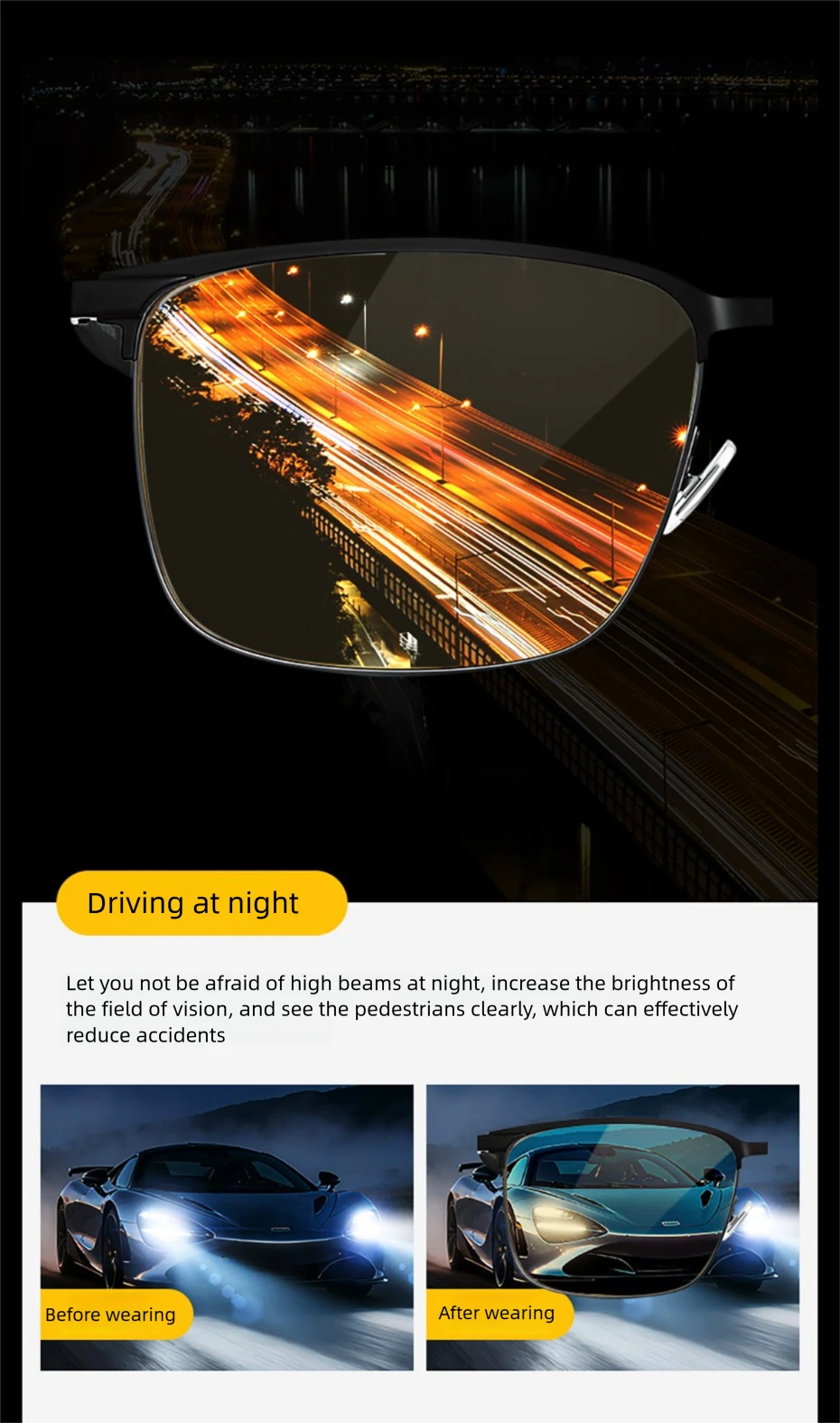 CAPONI Night Vison Männer Sonnenbrille Neue Nacht Fahren Carbon Faser Original Photochrome Braun Sonnenbrille Gelb Shades BSYS28753 – Detail 10