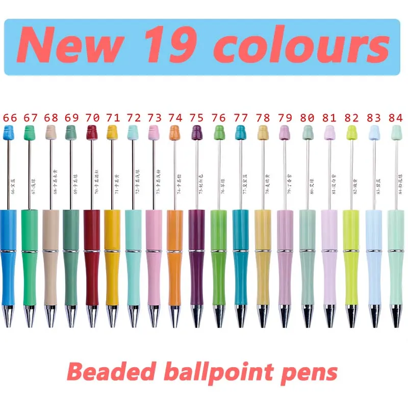 100Pcs Newest Colour Creative Plastic Beaded Pen Ballpoint Pen Printable Beadable Pen DIY Gift for Student Office Supplies