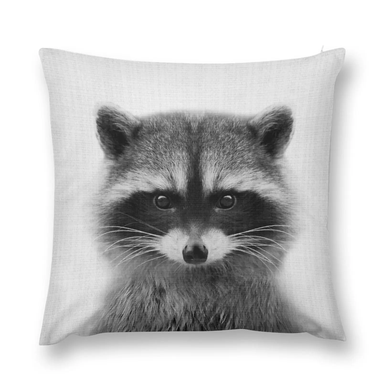 

raccoon headshot in black and white Throw Pillow Couch Pillows Rectangular Cushion Cover Pillow Decor Christmas Pillows