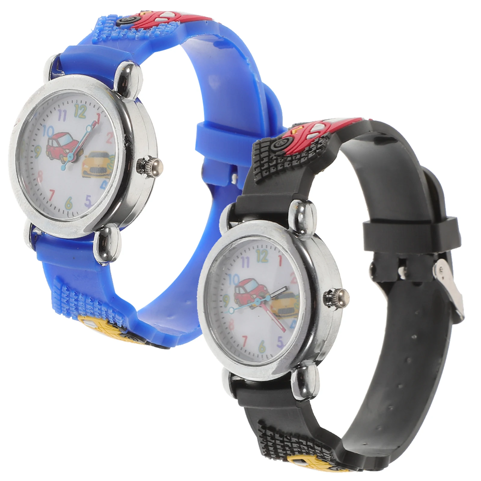 

2 PCS 3D Watches for Kids Children's Electronic Wrist Cartoon Chic Soft Strap Cute Design Birthday Gift Student Kid