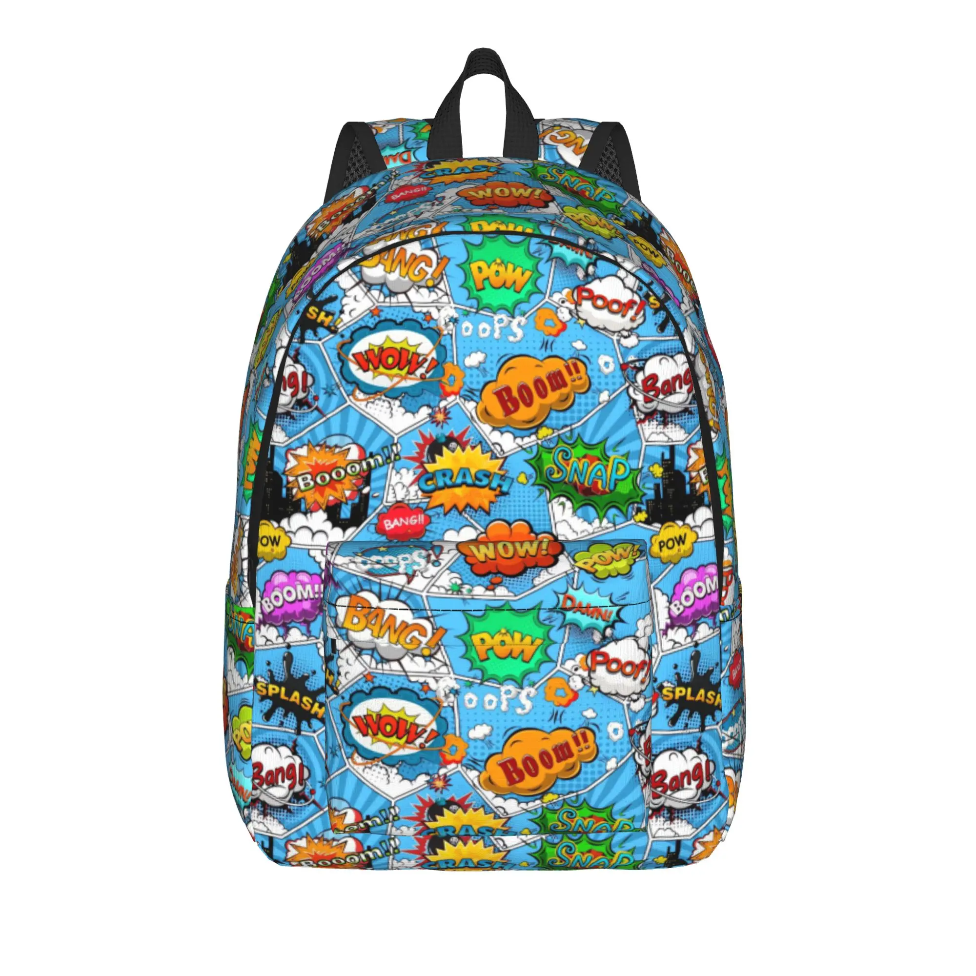 Comic Book Page Divided By Lines     Backpack Male  Durable Backpacks Polyester Cool School Bags Cycling Designer Rucksack