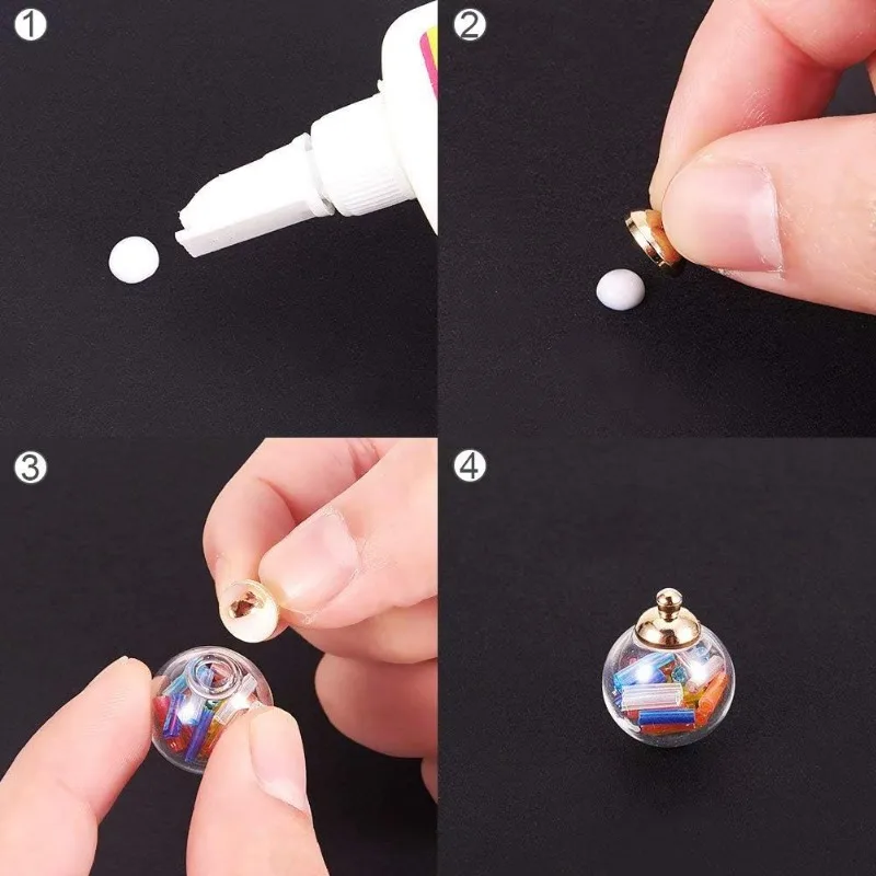 30 Pcs 14mm Mini Empty Clear Glass Globe Bottle Wish Ball Bottles DIY Pendant Charms with 30 Pcs 8mm Cap Bails