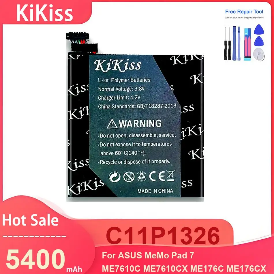 

KiKiss Tablet Battery For ASUS MeMo Pad 7 ME7610C ME7610CX ME176C ME176CX ,C11P1326 5400mAh Batteries ,with Tools