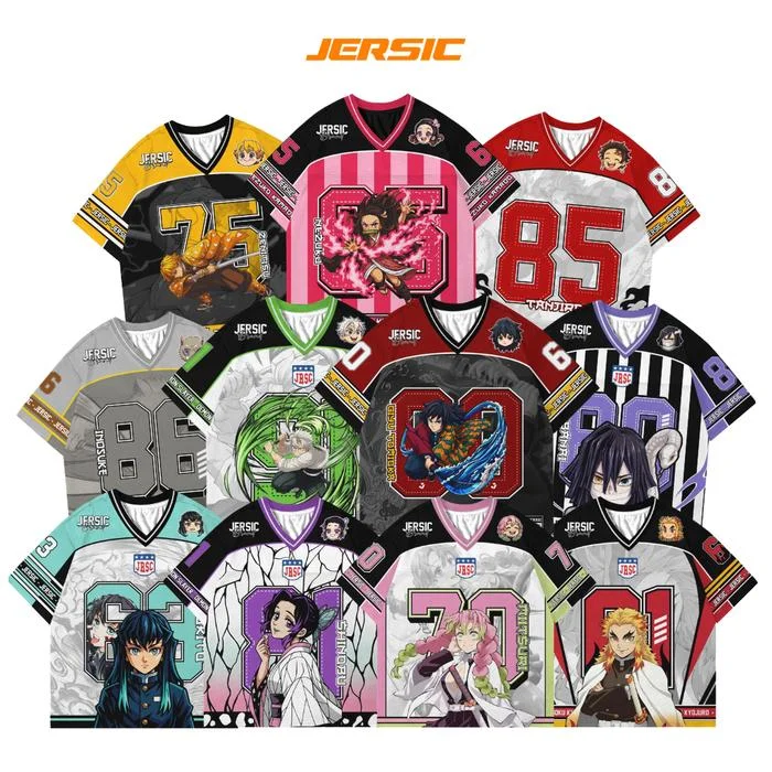 Jersey Demon Slayer Kimetsu Anime Y2k estilo coreano Kpop béisbol Hockey camiseta de gran tamaño moda Casual Anime Unisex Tops camiseta