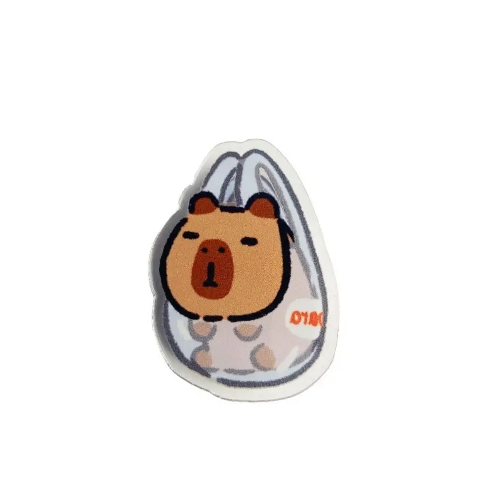 Lovely PP Cartoon Capybara Clip Stationery Animal Style Capybara Paper Clip Creative Acrylic Cute Capybara Photo Clip Office