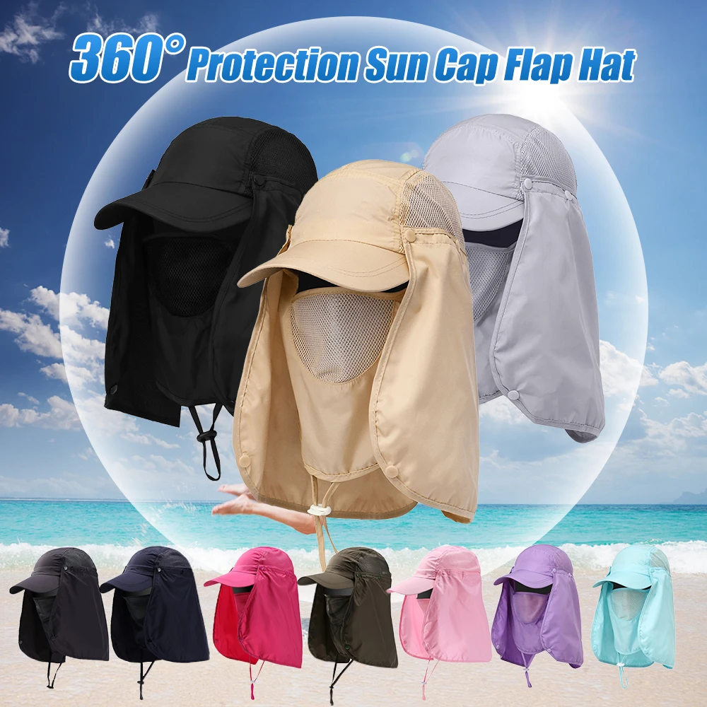 Fishing Hat Outdoor Sport Hiking Visor Hat UV Protection Face Neck Cover Fishing Sun Protection Cap Breathable Quick-drying Hat