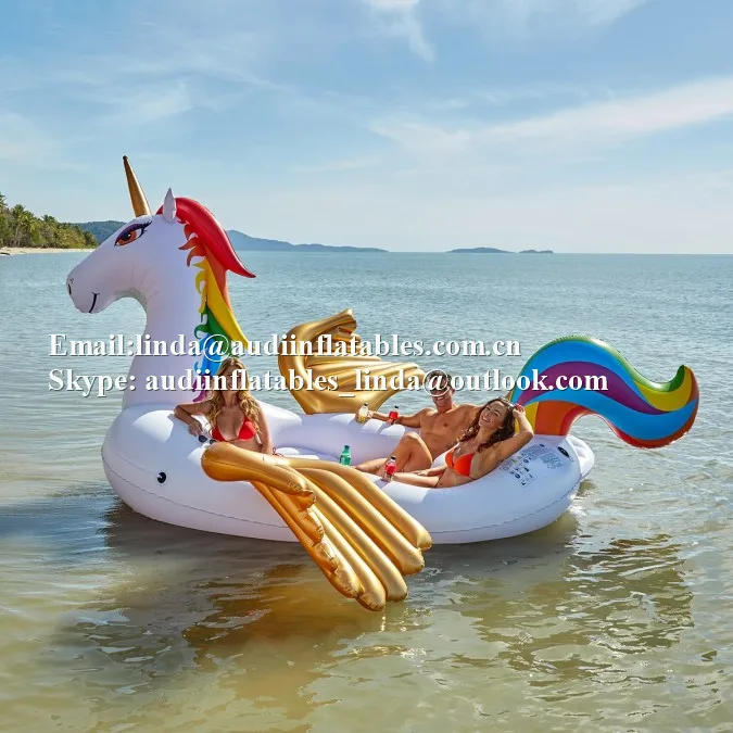 Large Inflatable Unicorn Pool Island 6 Person Inflatable Water Pool Boat For Party