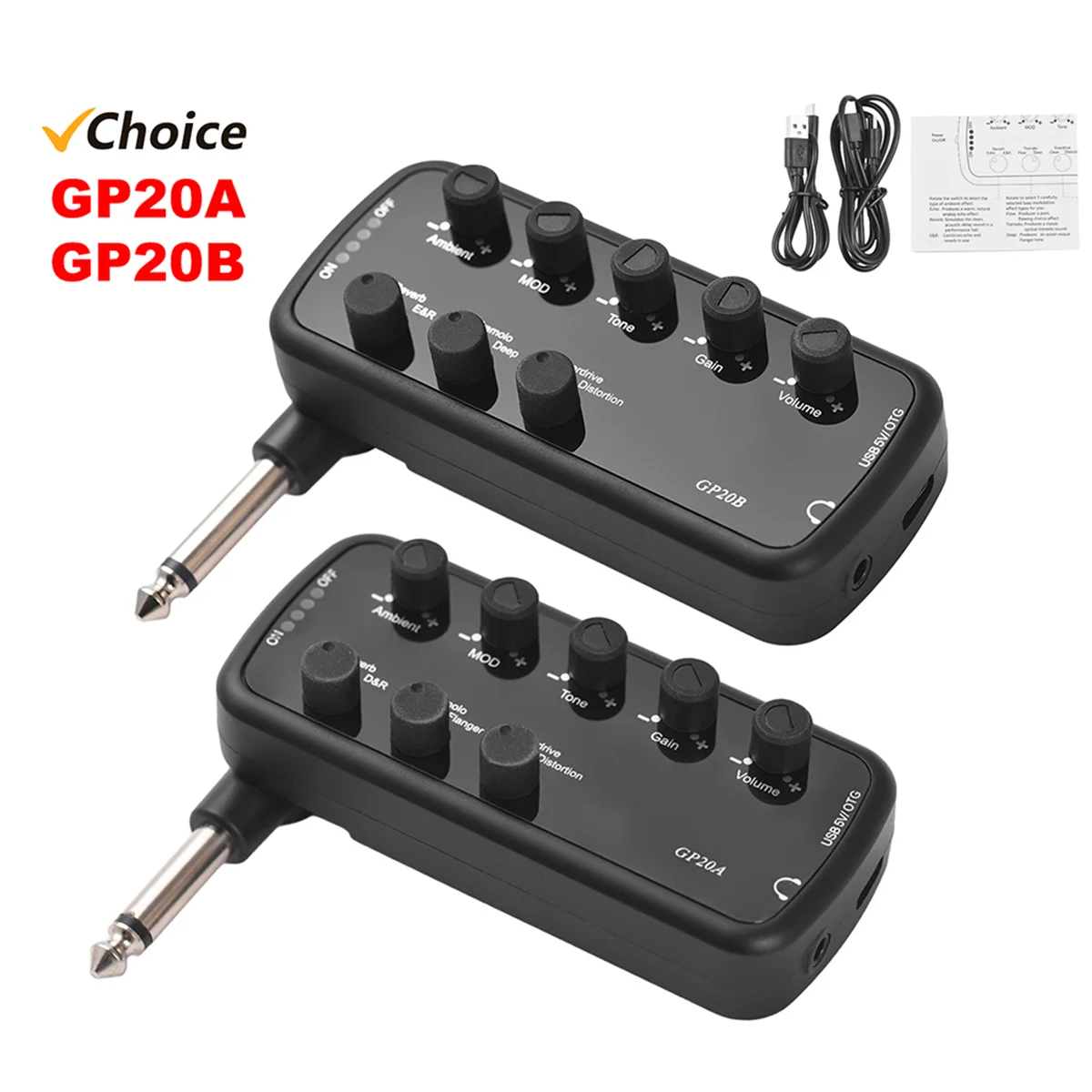 

Guitar Amplifier Guitar Effects Portable Headphone Amplifier Plug and Play for Electric Guitar Musical Instrument