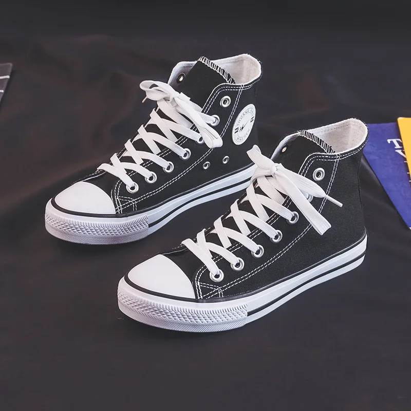 

Spring Autumn Unisex High-Top Canvas Shoes Couple Retro Vulcanized Sneakers Men Women Casual Skate Shoes Soft-Soled Student Shoe