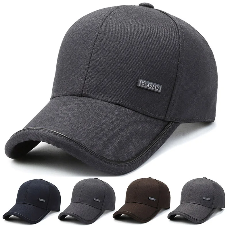 Winter Warm Men Fashion Baseball Cap Wild Sunshade Sun Hat Cotton Warm Hats Male Bone Mens Adjustable Fitted Thicker Cap