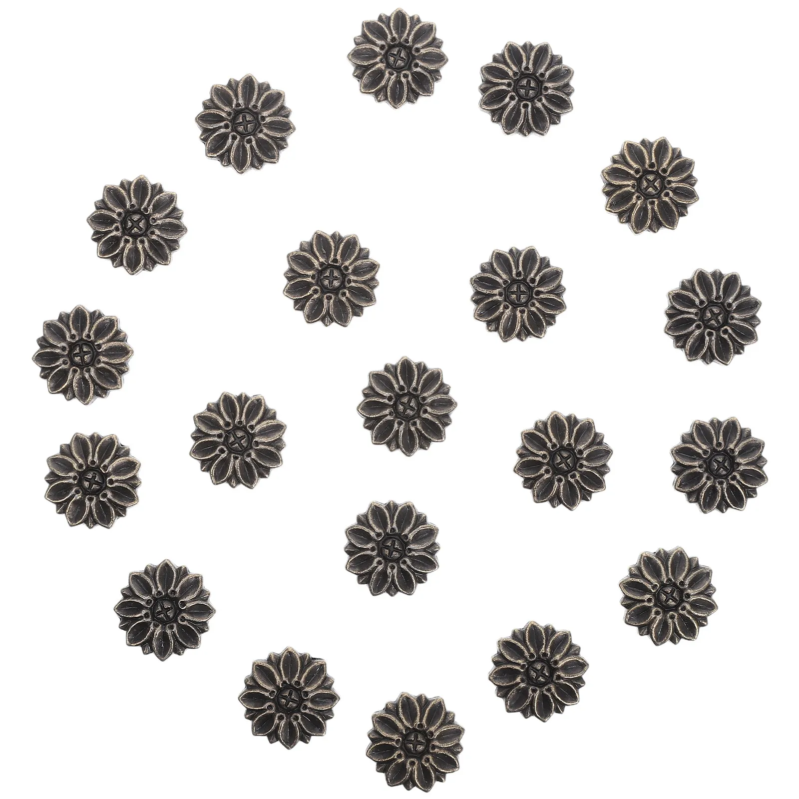 20Pcs Vintage Style Furniture Gaskets Zinc Alloy Solid Backplate Washers Decorative Floral Petal Shape for Wood Surface