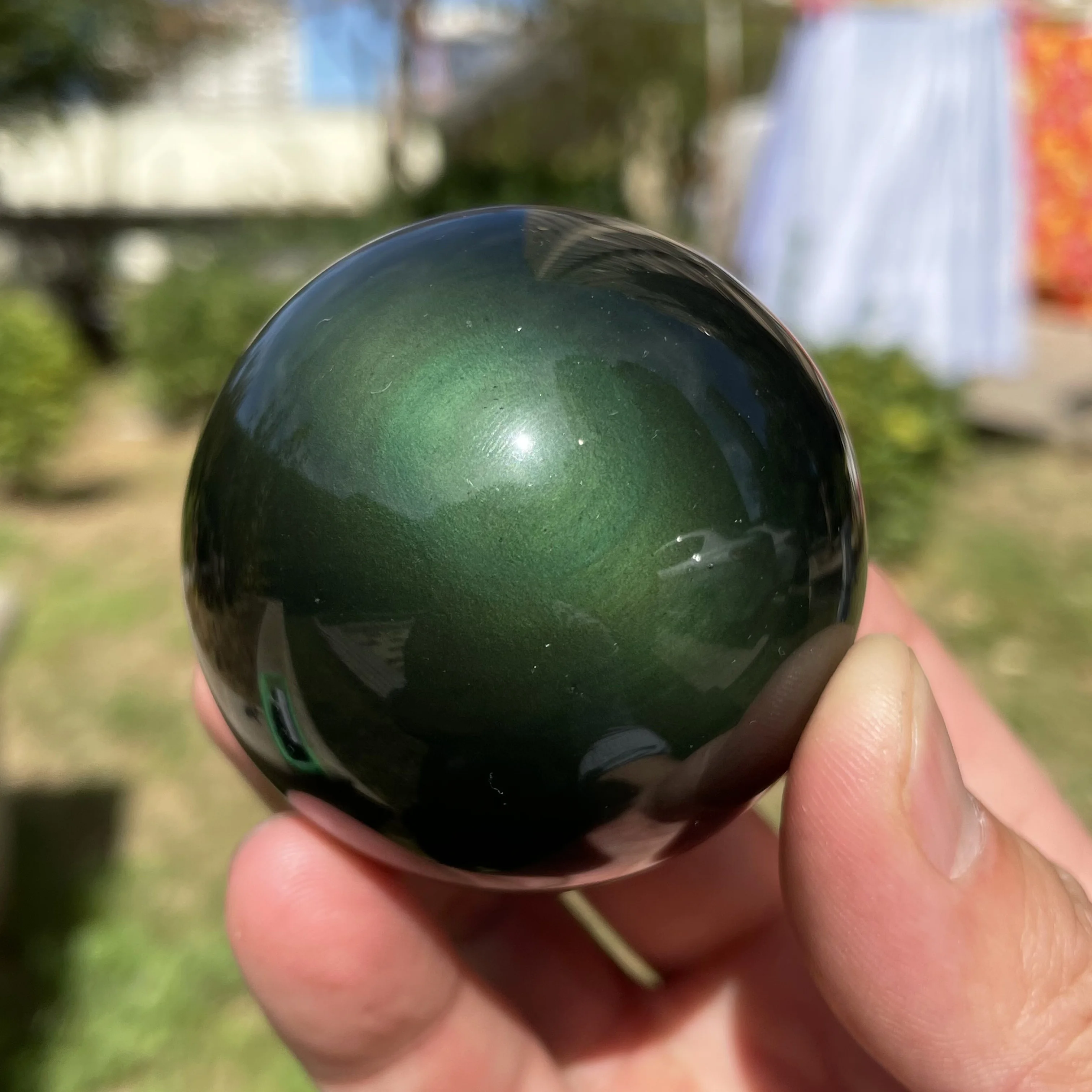 Natural Rainbow Obsidian Sphere Crystal Quartz Ball Healing Stone Meditation Home Decoration Shooting In The Sunlight