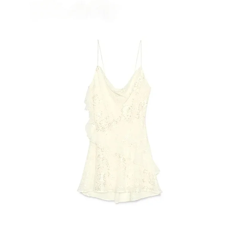 Y2K Abito da festa con paillettes Donna Bonny Backless Senza maniche Abito corto Ruffles Clubwear Nightclub Outfit 2025 Moda estiva