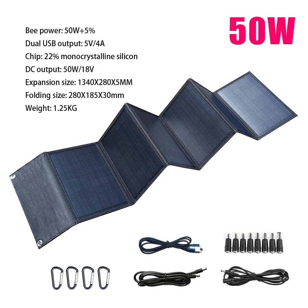 4/5/6 Solar Panel Portable Folding Bag USB+DC Output Solar Charger Outdoor Power Supply for Home Mobile Phone Power Generator