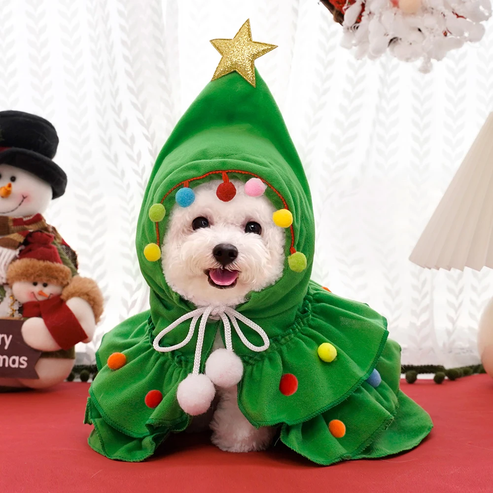 Christmas Pet Clothes Two-Color Cape Pet Cloak Scarf Dog Transformation Costume Holiday Supplies