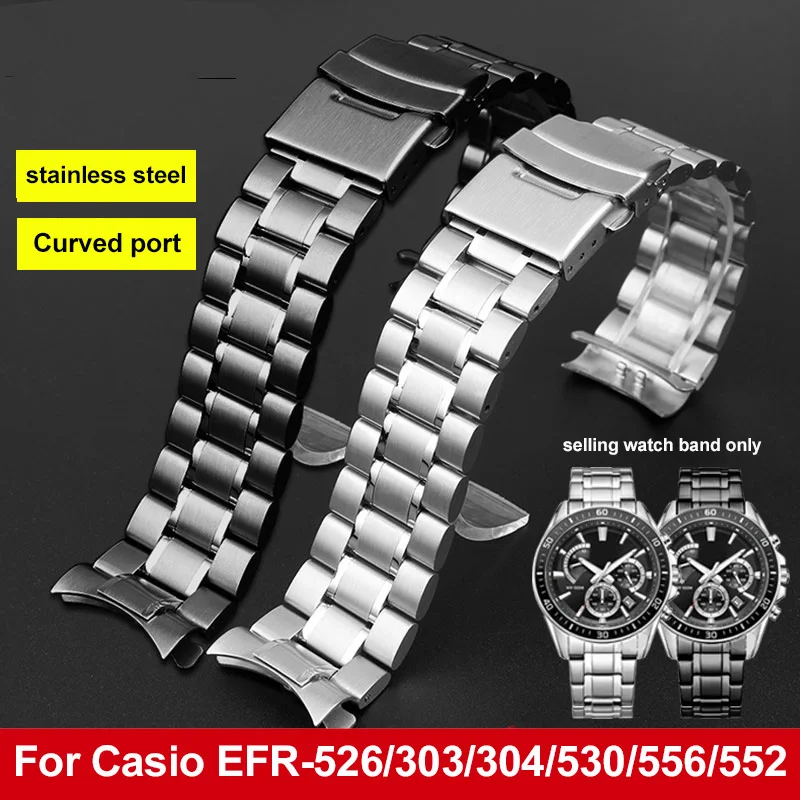 

20mm 22mm 24mm stainless steel curved strap For Casio EFR-526/303/304/530/556/552 Men's BEM-506/501 metal bracelet wristband