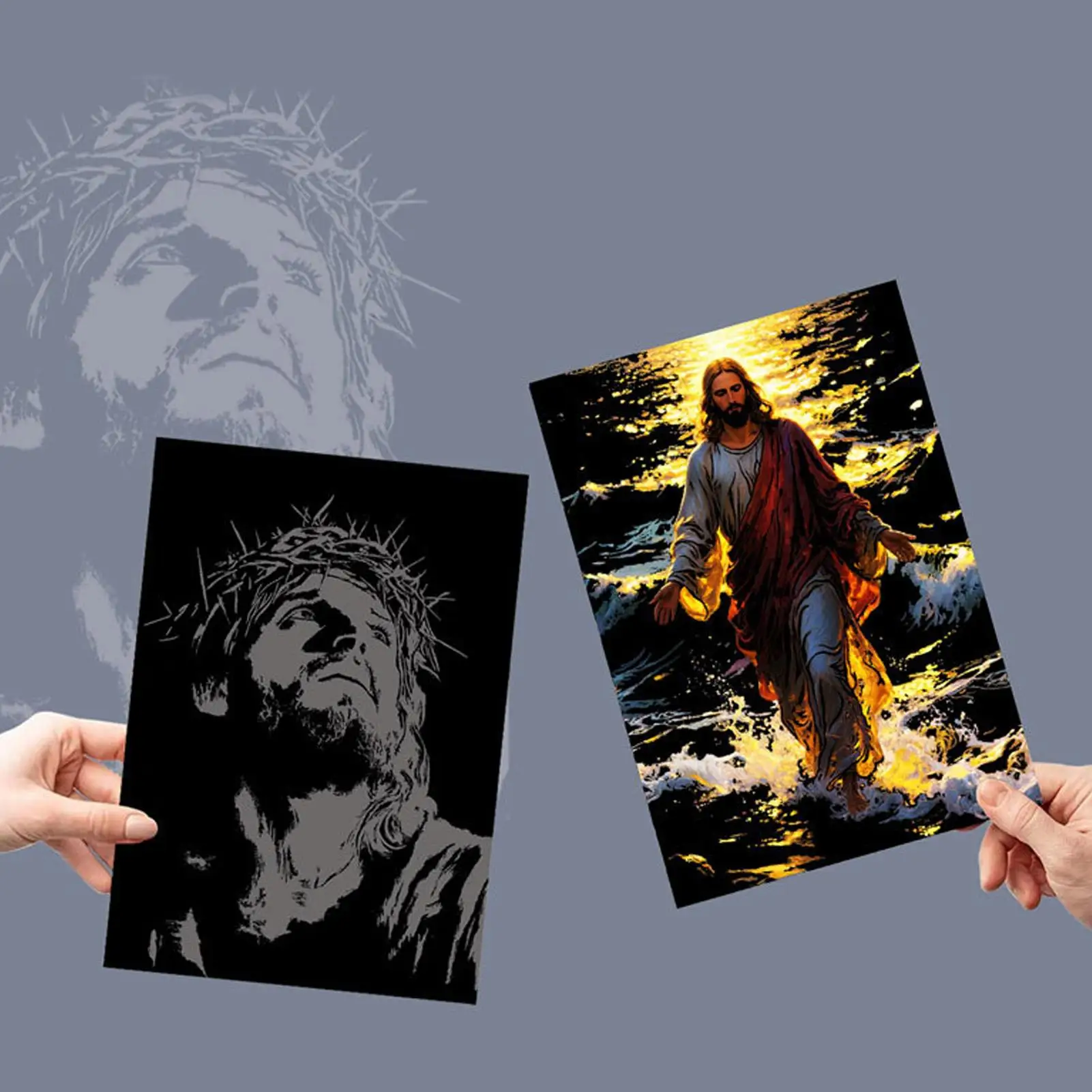 Scratch Off Art พระเยซูภาพวาดหัตถกรรม 1 ชุดศิลปะสร้างสรรค์หัตถกรรม Scratchboard กิจกรรมสําหรับผู้ใหญ่เด็ก 3 ปีและ