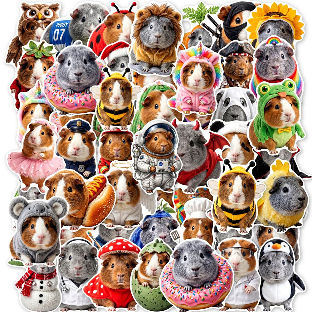 10/30/50pcs Kawaii Cosplay Style Guinea Pig Stickers Funny Decoration Sticker Toys DIY Scrapbook Luggage Cartoon Graffiti Decals
