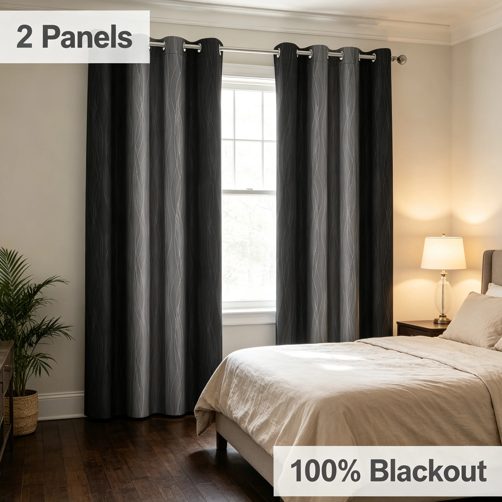2 Panels Total Blackout Gradient Window Curtains, Grommet Thermal Insulated Drapes for Cozy Indoor Bedrooms, 100% UV Blocking & Maximum Privacy, Easy Hanging Chic Home Decor