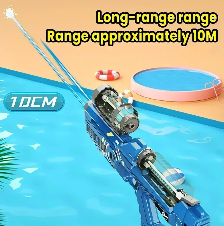 Summer Fully Automatic Electric Water Gun with Light Rechargeable Continuous Firing Party Game Kids Space Splashing Toy Boy Gift