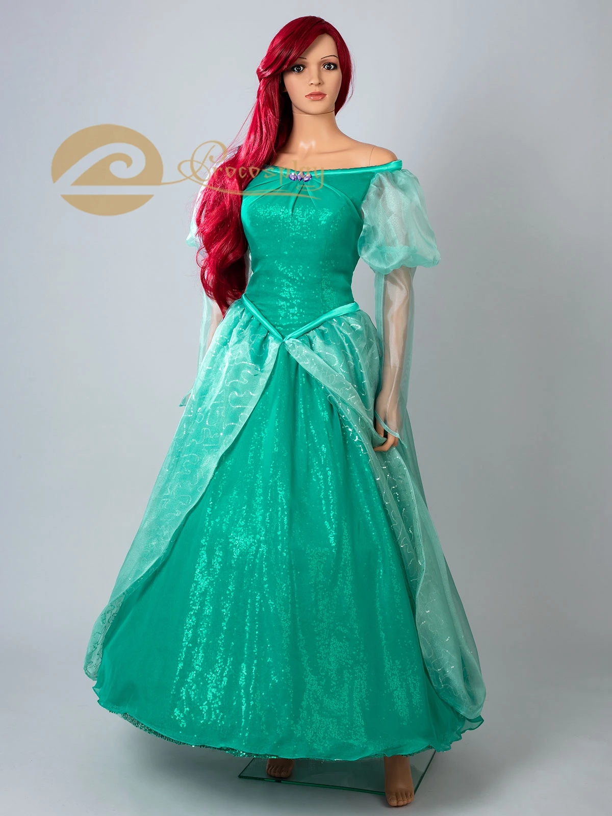 Princess Ariell Cosplay Costume Green Ceremonial Dress for Women Girls Halloween Party Outfit mp003882