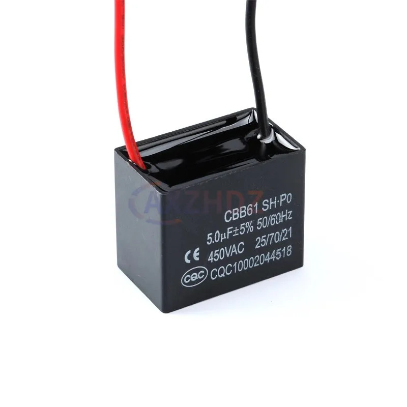 CBB61 condensateur 450vac condensateur de démarrage de ventilateur 450V condensateurs de ventilateur 1UF/1.2UF/1.5UF/2UF/2.5UF/3UF/4UF/5UF/6UF/10UF