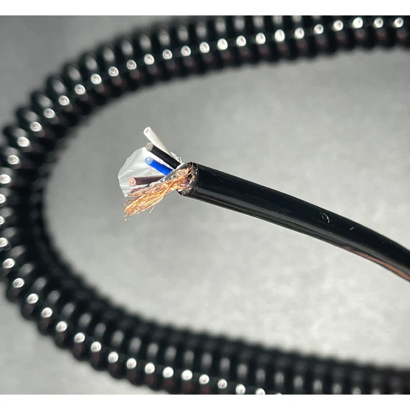 4Cores 22AWG 0.3mm2 PUR Spring Spiral Shielded Cable Telescopic Wire Stretch 1Meter Stretchable Wire Shrinkable Cable Shielded