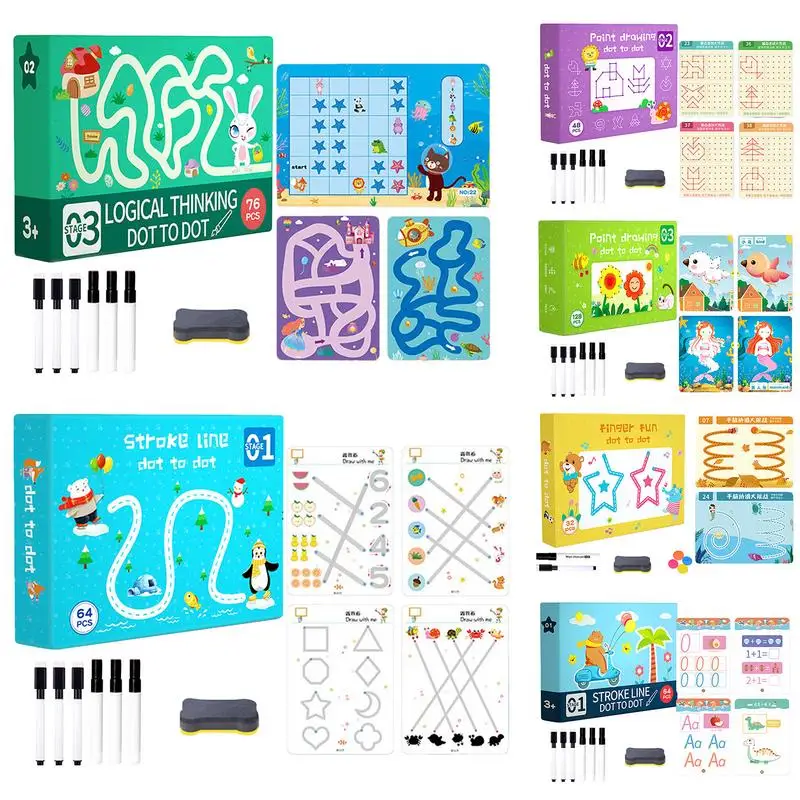 Pen Control Training Book Preschool Wipe Clean Pen Control Reusable Educational Painting Book Learning Activities For Boys Girls