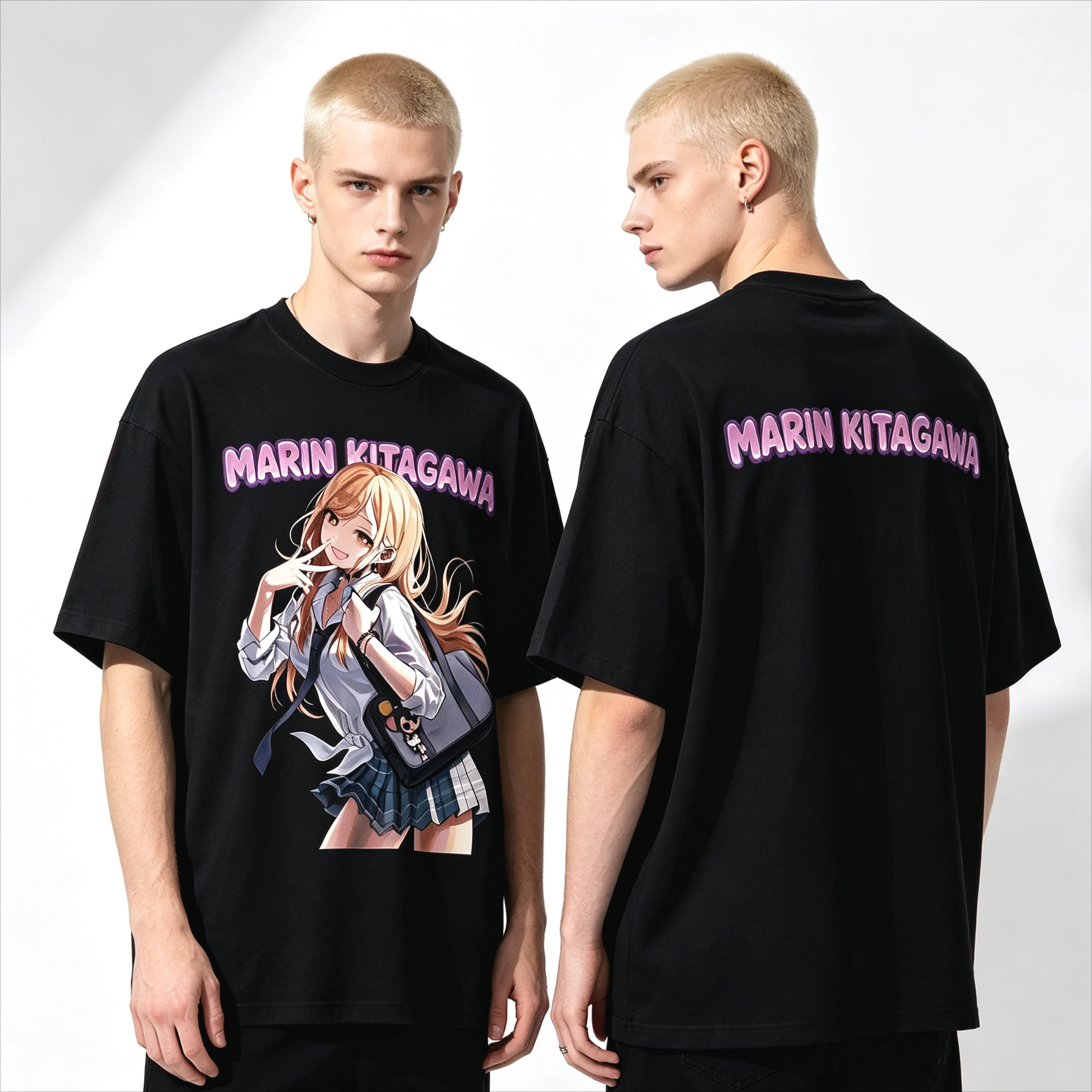 Hot Sale Anime My Dress-Up Darling Marin Kitagawa T-shirt Y2K Unisex Gothic Cotton T-shirt Casual Loose Crew Neck Summer Tops