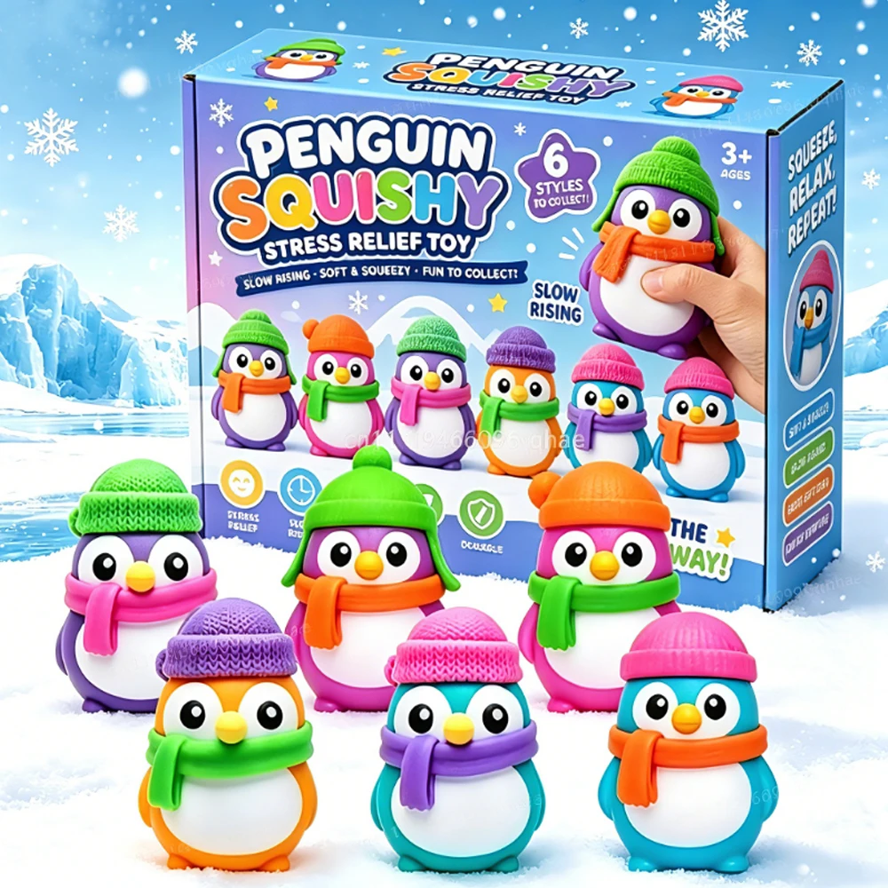 Soft Glow Penguin Squishy Stress Relief Toy Portable Cute Desktop Ornament Ideal Holiday Relax Gift for Anxiety & Mood Relief