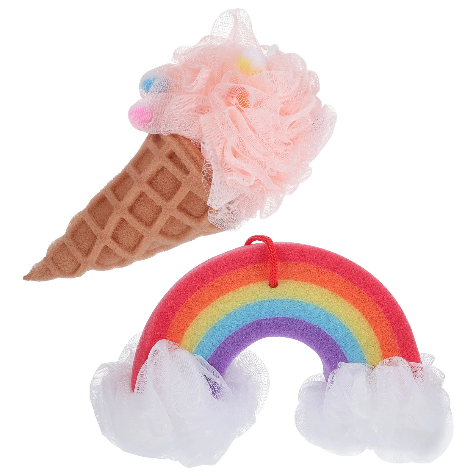 2 個レインボーバスフラワースポンジシャワージェルボディヘチマ女性のためのソフト厚い再利用可能な角質除去バックスクラバーディープクリーンスキン