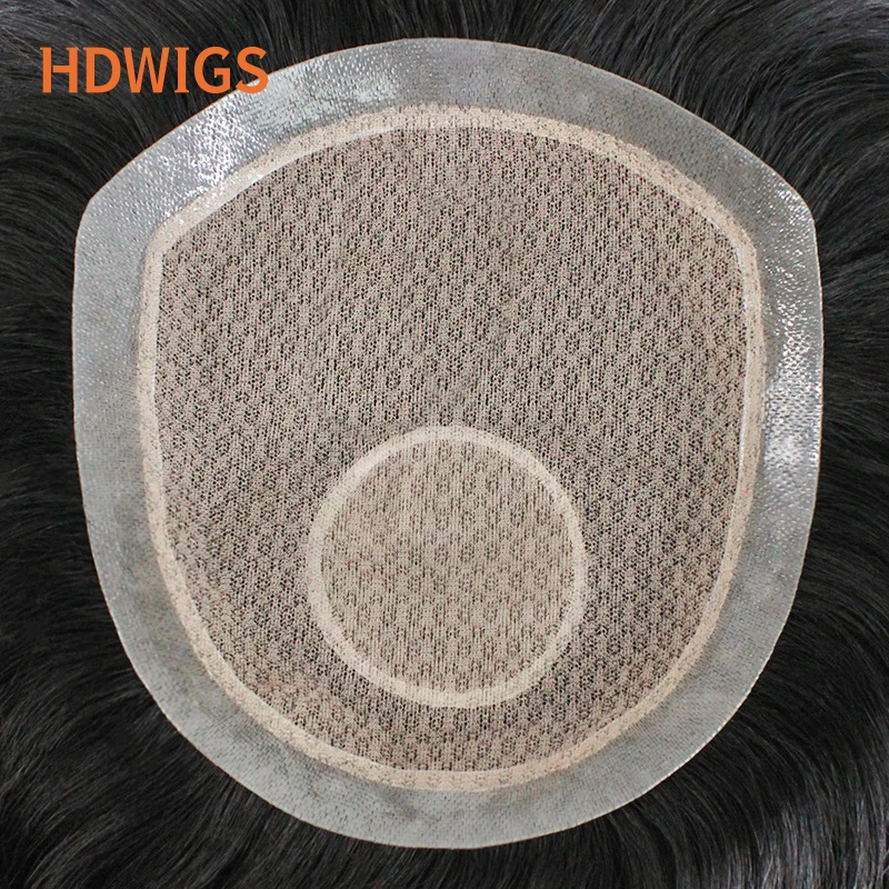 Men Capillary Prosthesis HDWIGS Silk Base 100% Human Hair Wigs for Man Straight Lace PU Toupee Hair System Natural Color Wigs