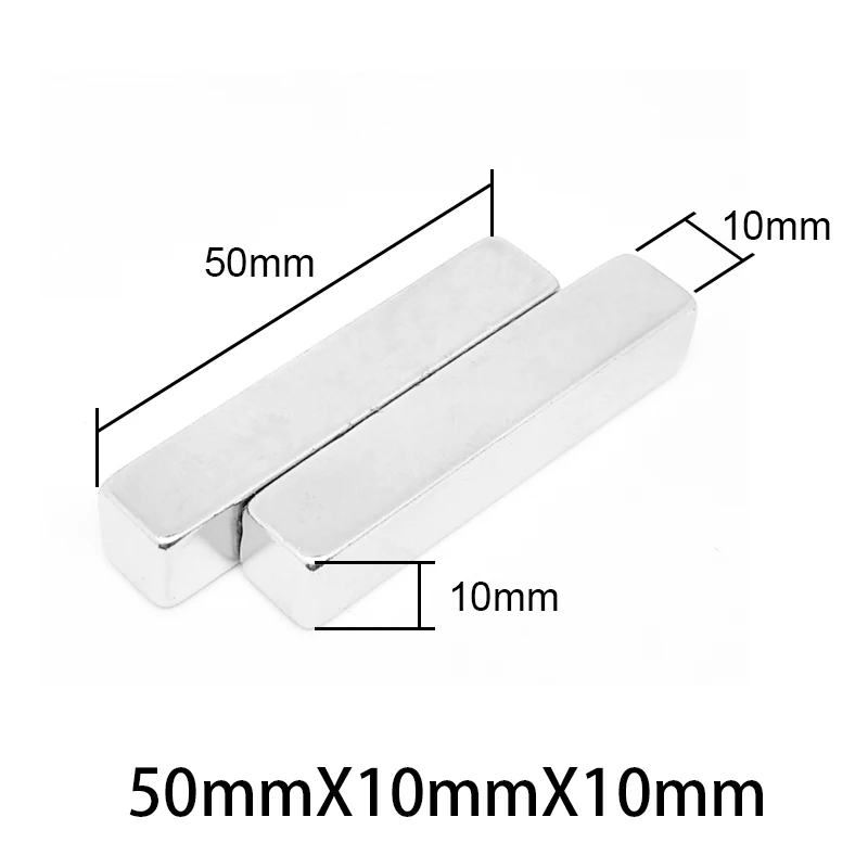 1~10PCS 50x10x10mm Strong Magnet sheet Permanent Neodymium Magnets 50mm x 10mm x 10mm Strip Block Magnets