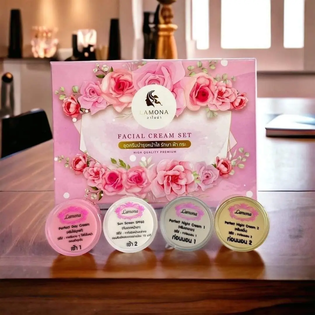 Thailand LaMONa Facial Cream Set Whitening  Freckle Removal, Day Night Cream for Acne-Prone Sensitive Skin SPF60 Sunscreen