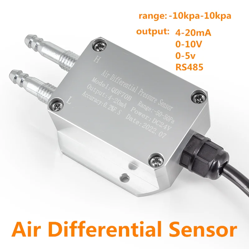 

Pressrue Transmitter DC24V 4-20mA Air Differential Sensor Micro Sensor Air Wind Pressure Transducer