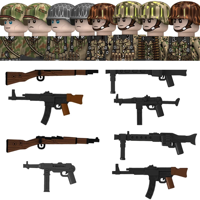 Figurines militaires de la marine allemande de la seconde guerre mondiale, blocs de construction, soldats de marin de la marine, commandant de bateau en U, guerrier, pièces d'armes, briques, jouets pour enfants