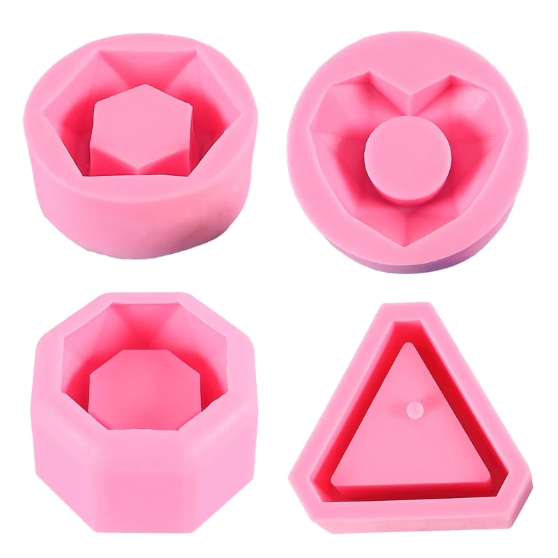 Mini octágono hexagonal corazón para Moldes resina silicona triangulares para hacer maceta plantas suculentas,