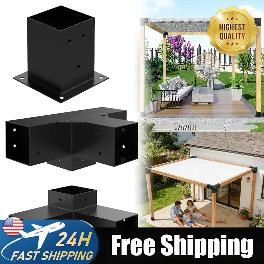 

Комплект для самостоятельной сборки деревянных конструкций: основание для столбов и 3-сторонние кронштейны для беседок, патио, пергол, бревенчатых домиков, включая винты.