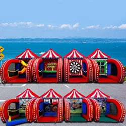 5 in 1 Inflatable Carnival Bundle Game Sport Games Soccer Dart Knock Down Basketball Hoop Ring Ross Game For Adult Kids Party