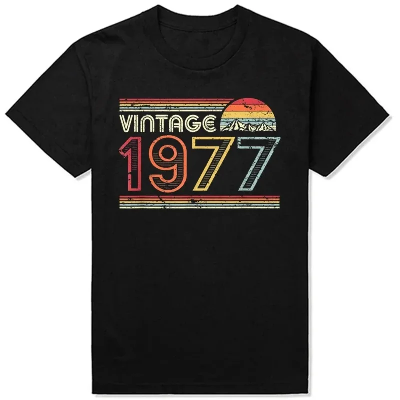 

Fashion 47Th 47 Years Old Birthday Party Tshirt Male Top Vintage 1977 Limited Edition Black T Shirts Streetwear Harajuku