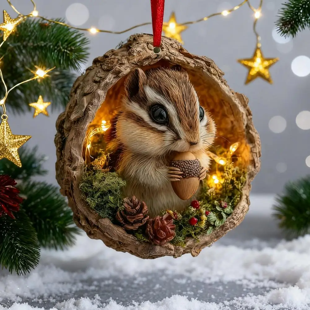 Woodland Christmas Decor Forest Christmas Ornaments Set Woodland Creature Acrylic Hanging Decorations Pine Cone Home for Nature