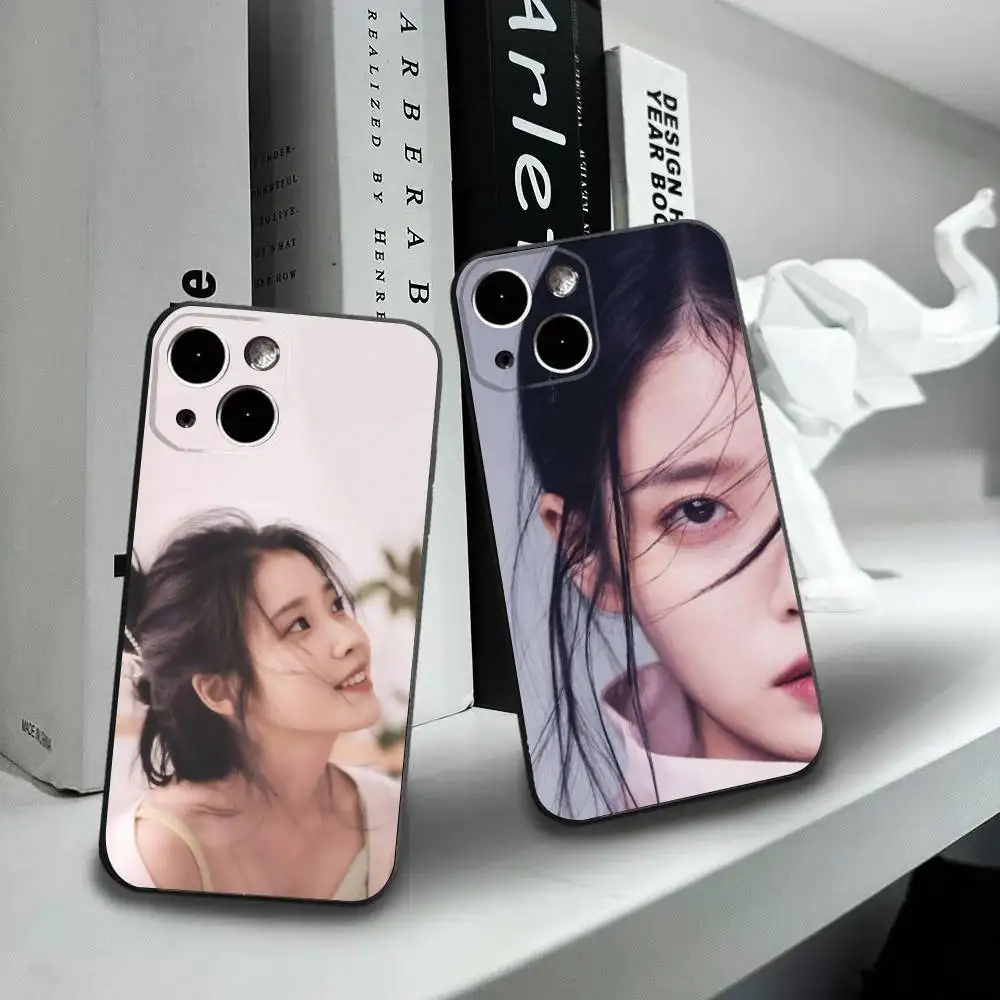 

Singer IU Lee Ji Eun Phone Case For iPhone16,15,14,13,12 Mini 11 Pro XR,X,XS,MAX 7,8 Plus Silicone Cover Soft Black