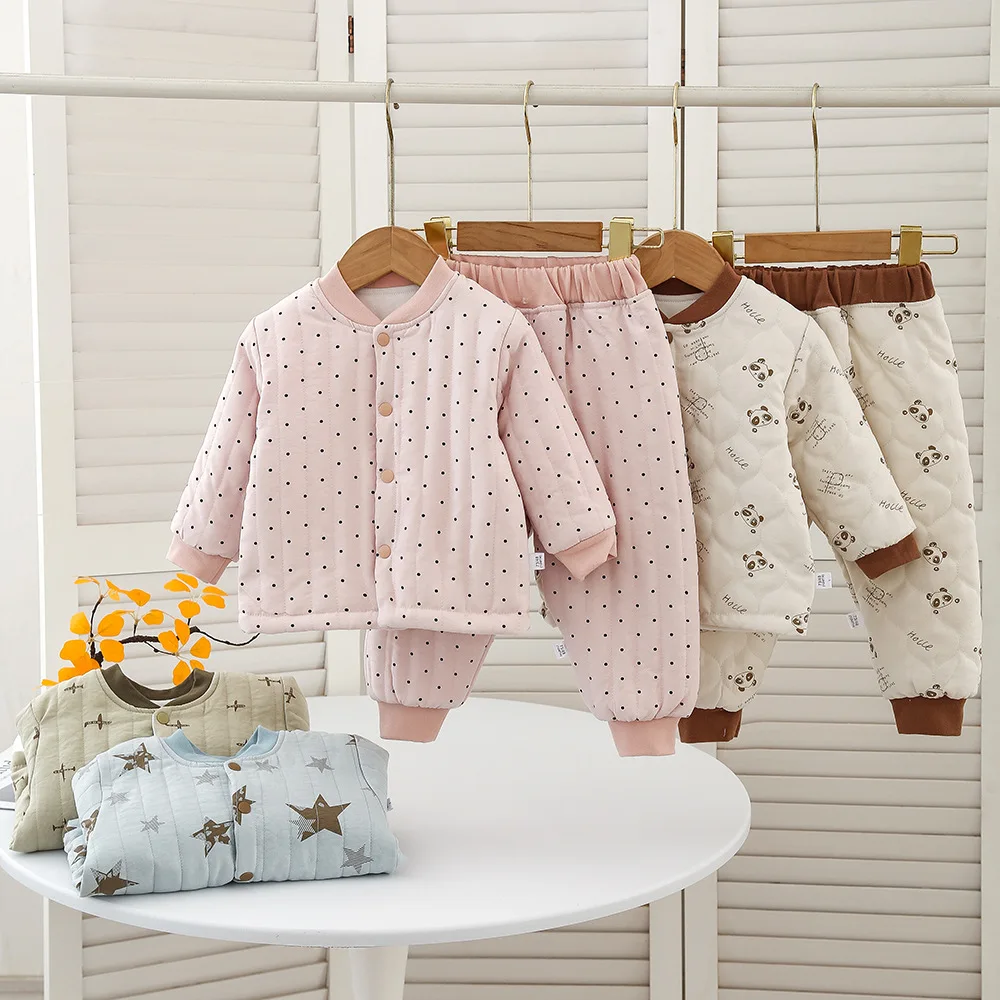 Children's Split Two-piece Set Baby Going Out Cotton-padded Clothes New