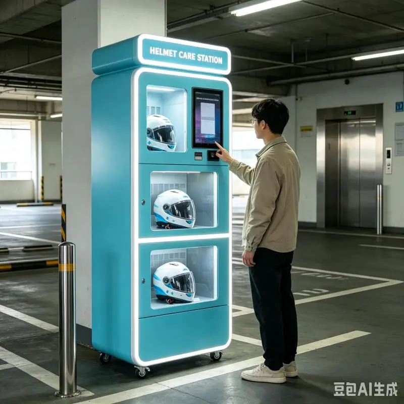 Smart Helmet Cleaning Vending Machine Customized Automatic Cleaning Drying Sterilizing System For Motorcycle Helmet Service