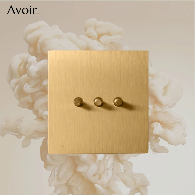 

Avoir Metal Panel Toggle Switch 2 Way Gold Copper Lever Wall Power Socket European Plug Usb Type C Charging Port Lighting Dimmer