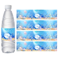 Ocean Bottle Stickers Under The Sea Theme Birthday Party Decoration Kids Favors Gift Girl Aquatic Creatures Baby Shower Supplies
