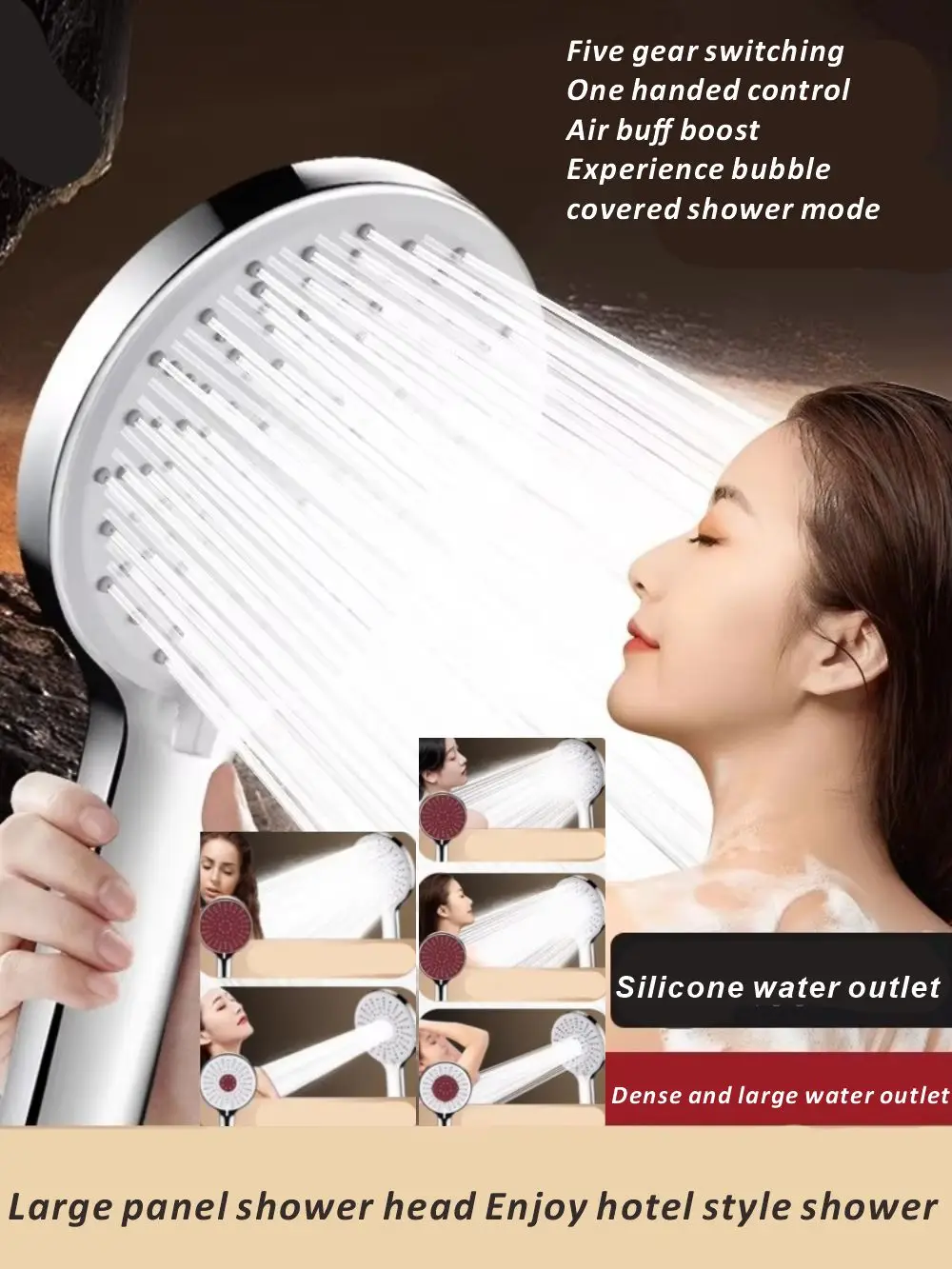 New 13CM Filter Shower Head 5 Modes Large Panel High Pressure Water Saving Rainfall Shower Nozzle Bathroom Accessories
