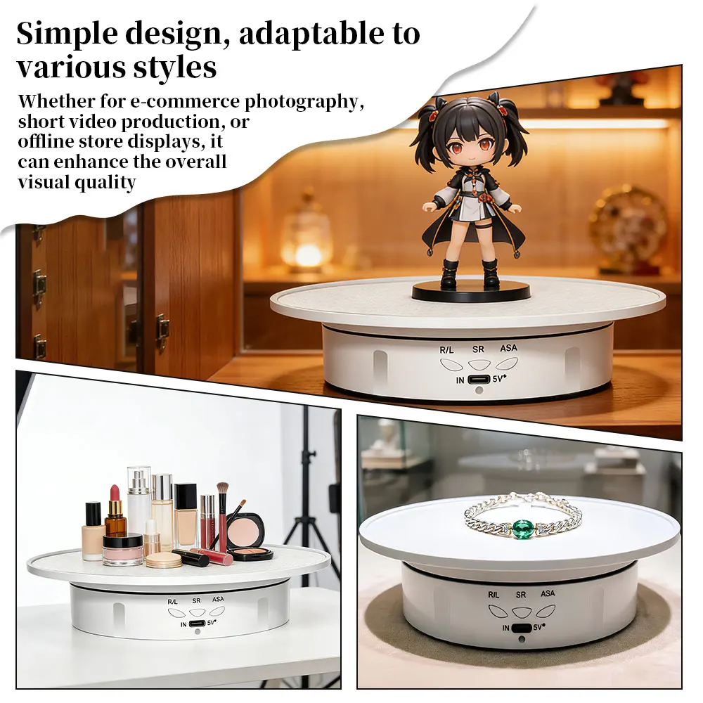 New 200mm 3 Speeds Photography Rotating Display Stand 360 Electric Rotating Product Display Turntable For Video Shooting