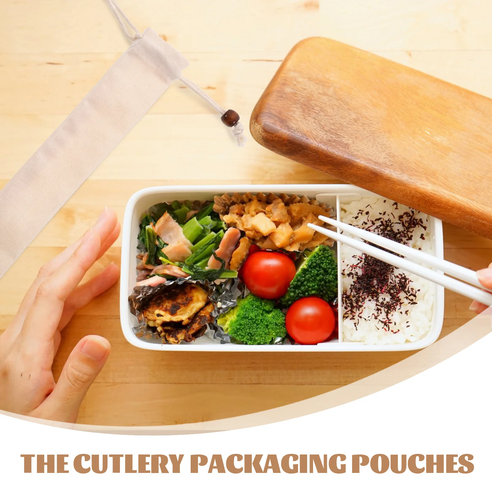 

5Pcs 6x22cm Portable Cutlery Set Bag Cotton Silverware Wrapping Drawstring Chopsticks Holder Spoon Packing Bags Reusable