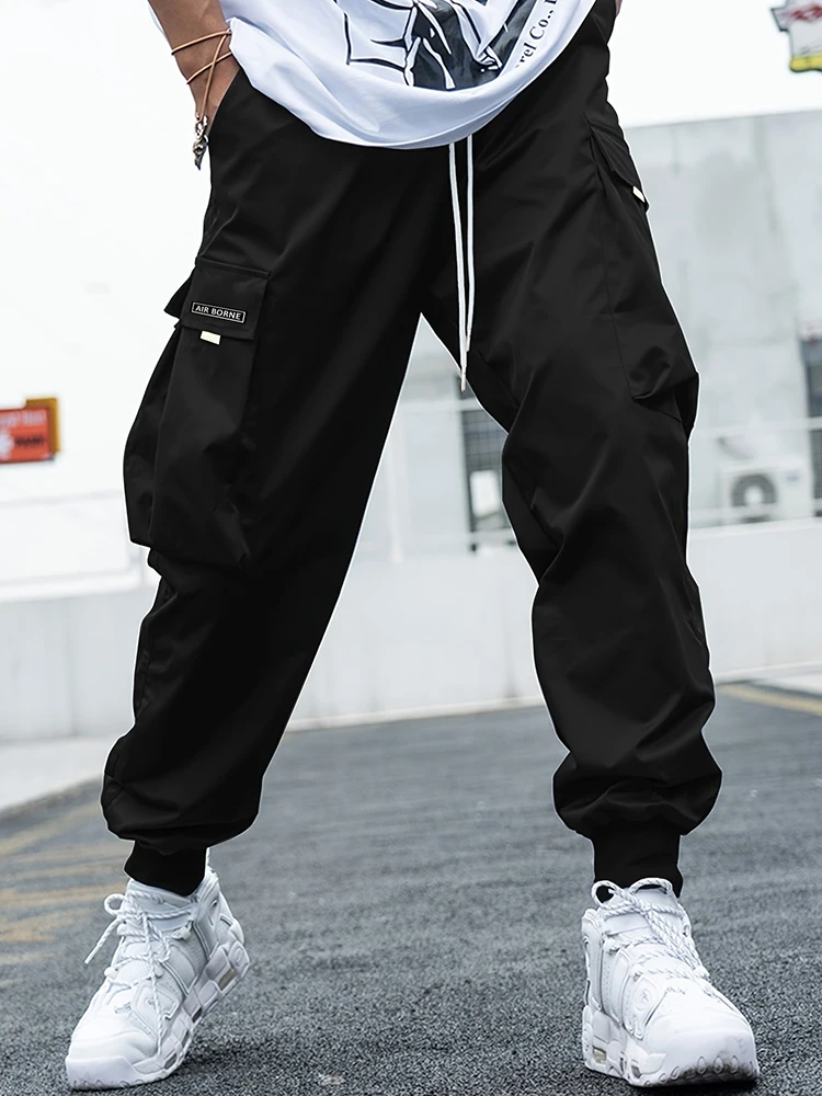 

Streetwear Mens Cargo Pants 2024 Spring Summer Casual Patchs Pockets Ankle Jogging Trousers Men Fashion Solid Color Loose Pants